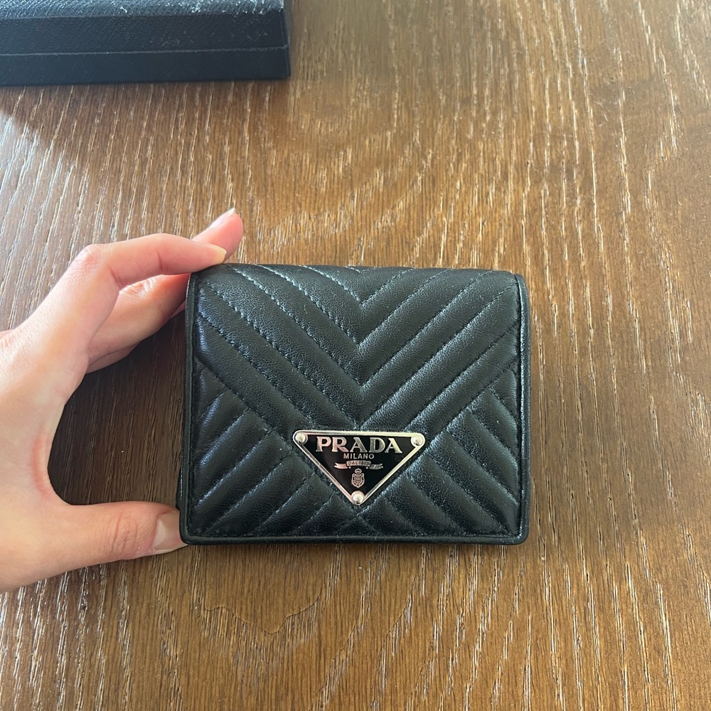 Prada Logo Quilted Bifold Wallet